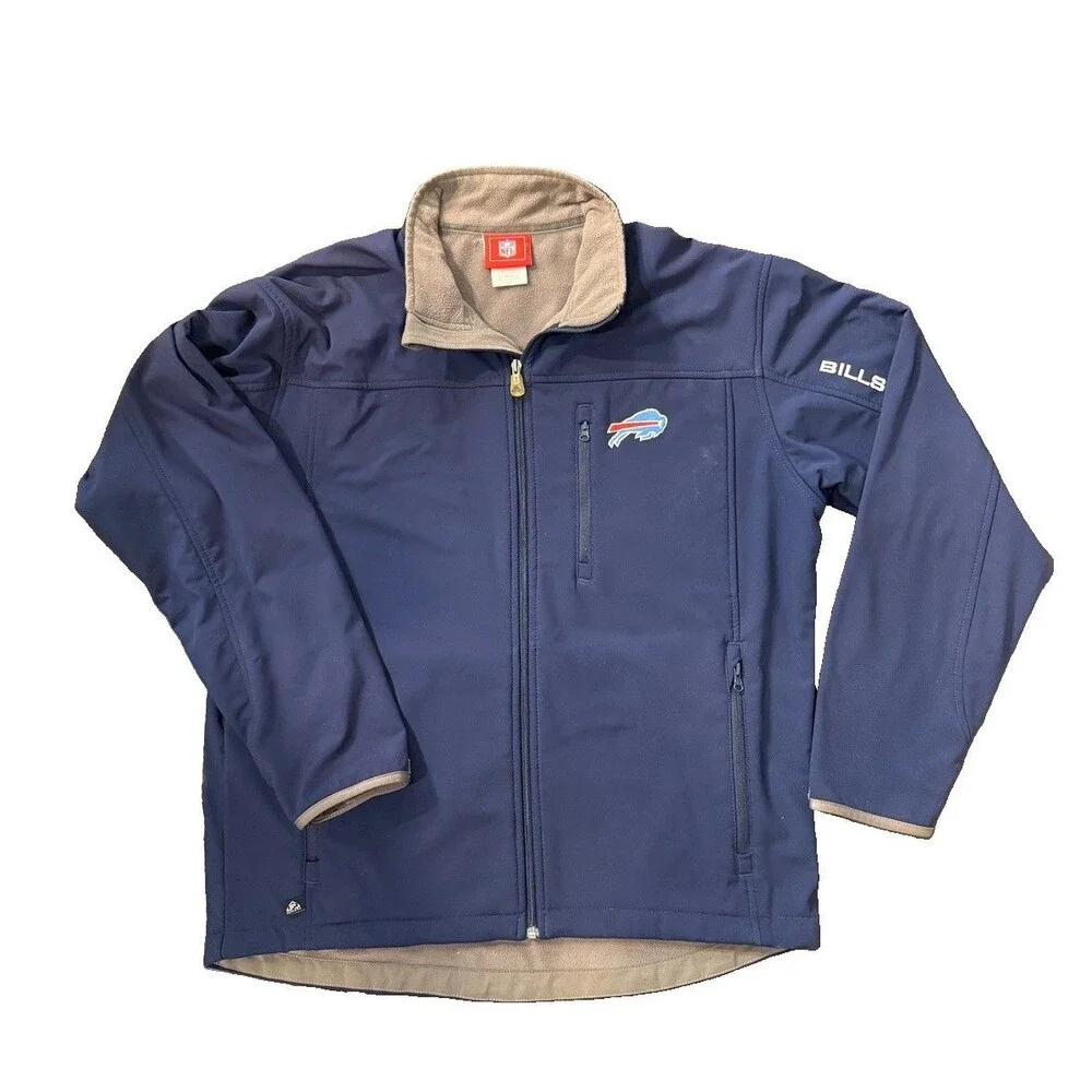Vintage Buffalo Bills Hardshell Fleece Jacket Full Zip L Blue VTG NFL Y2K Coat